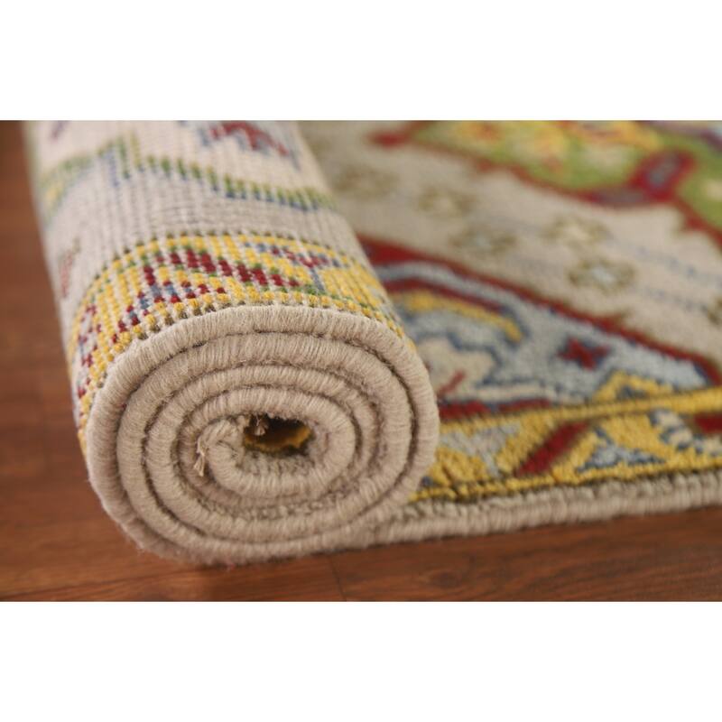 Geometric Kazak Oriental Rug Hand-Knotted Wool Carpet - 2'6"x 5'11"