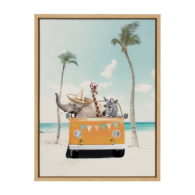 Kate and Laurel Sylvie Beach Adventure Frame Canvas by July Art Prints