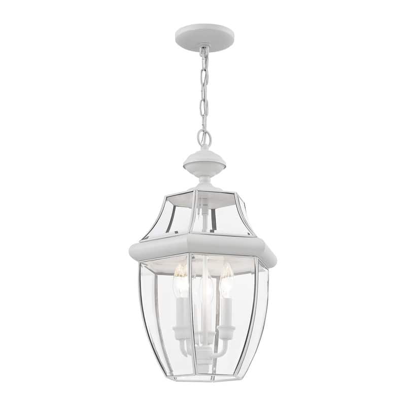 Livex Lighting3-light White Outdoor Chain Lantern, 2355-03 - 12.5" Dia. x 21" H