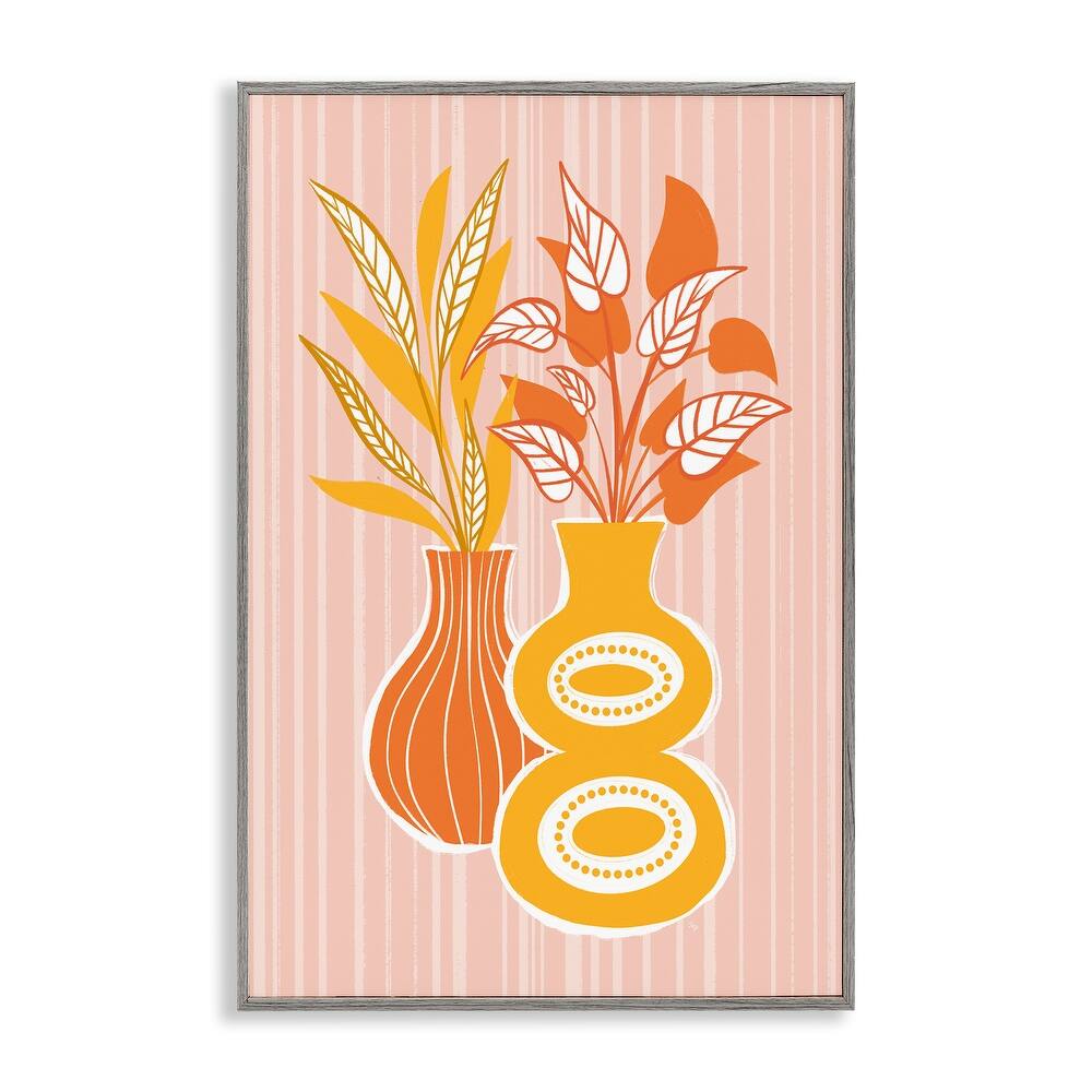 Stupell Orange & Yellow Vases Framed Giclee Art Design By Martina Pavlova