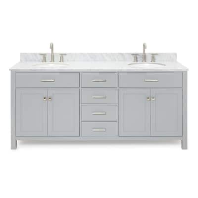 Ariel H073DCW2OVO Bristol 73" Free Standing Double Oval Basin Vanity