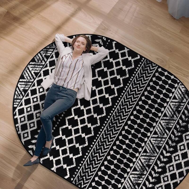 5'x7' Oval Boho Area Rug Geometric Design Non-Shedding - 60*84
