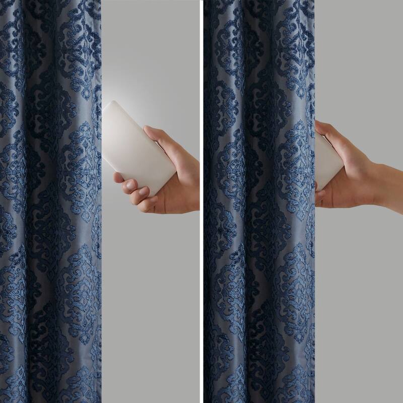 Blackout&Noise Blocking Knitted Jacquard Damask Total Grommet Top Curtain Panel, Machine Washable for Living Room/Bedroom-Single