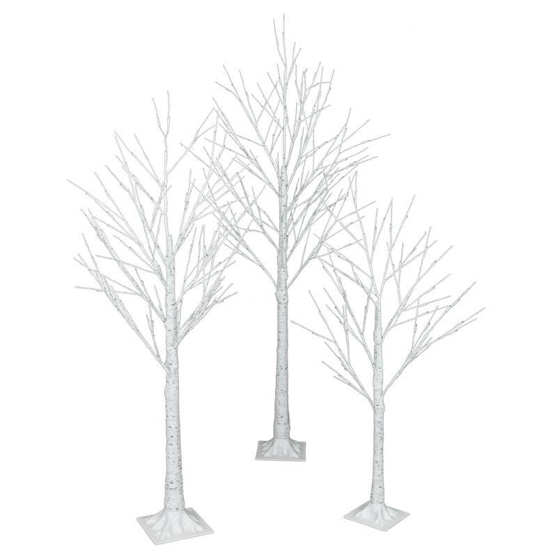 Pre Lit White Birch Tree Christmas Holiday Party Decorations Starlit Tree for Indoor Outdoor Use
