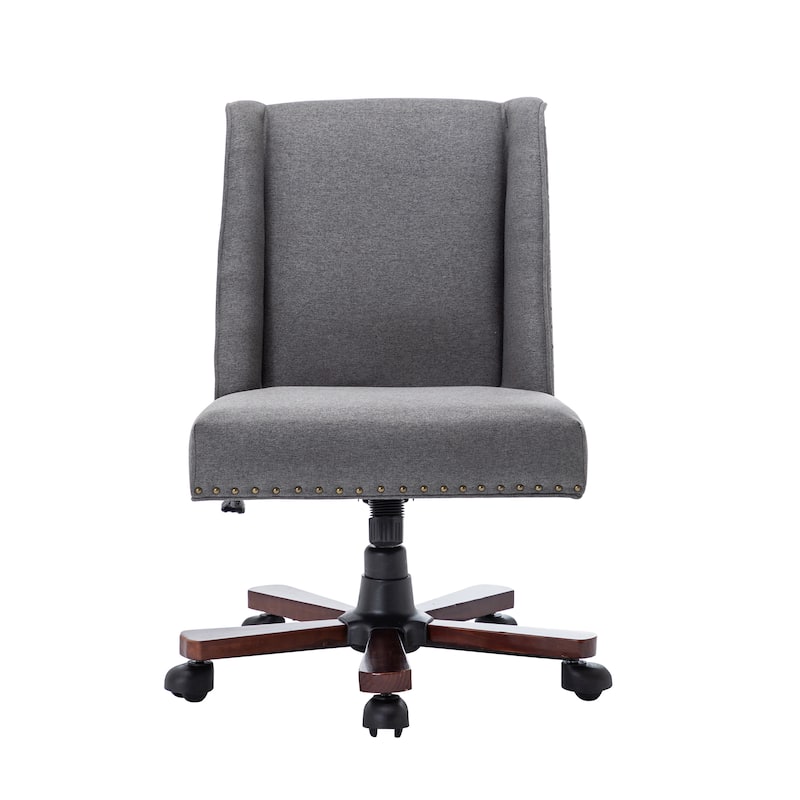 Porthos Home Hanzo Swivel Office Chair, Fabric Upholstery, Wooden Base