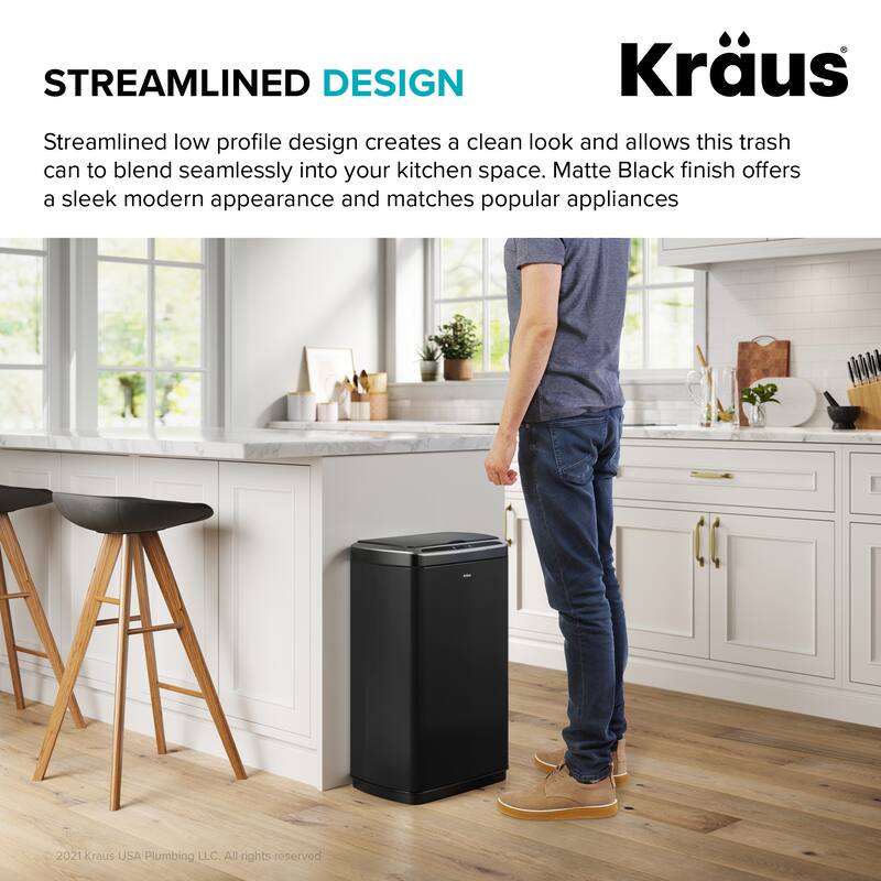 KRAUS GarbagePro Touchless Motion Sensor Stainless Steel Trash Can