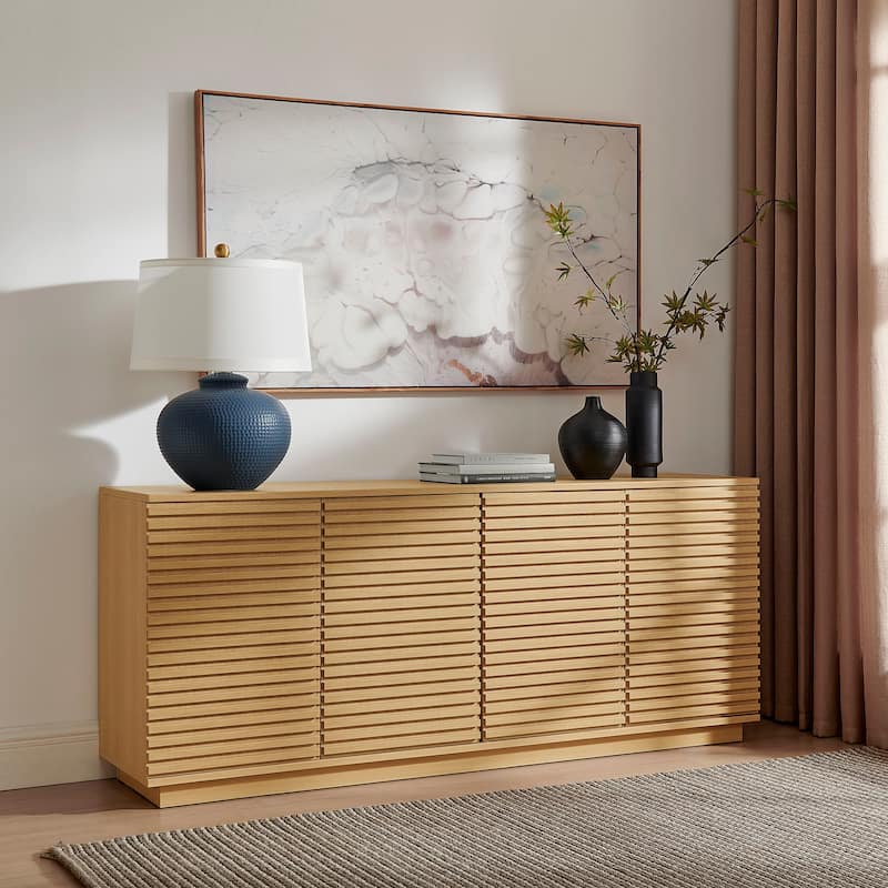 Render 4-Door Fluted Sideboard Cabinet TV Stand - Oak