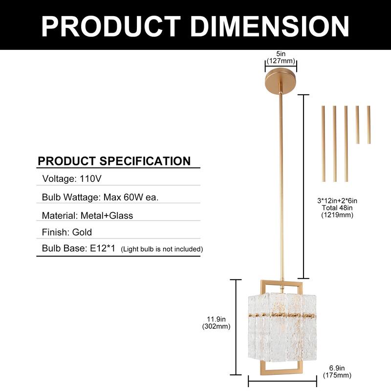 Stylish Metal Pendant Lighting for Kitchen Island Adjustable Hanging Ceiling Light for Modern Spaces - 6.9*6.9*48