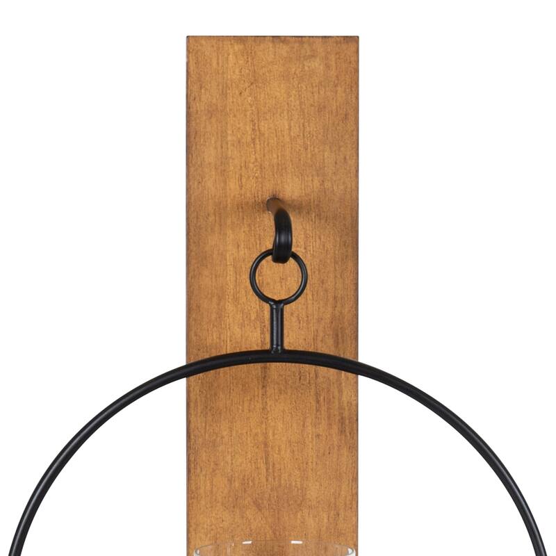 Kate and Laurel Maxfield Wood and Metal Wall Sconce - 13x24