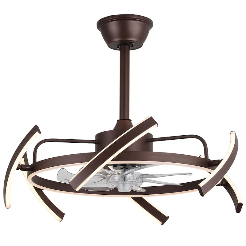 Oaks Aura DeClue 24in. 6 DIY-Shape Smart Ceiling Fan with Light,Cyberpunk Futuristic 6-Speed Quiet Ceiling Fan w/ Remote