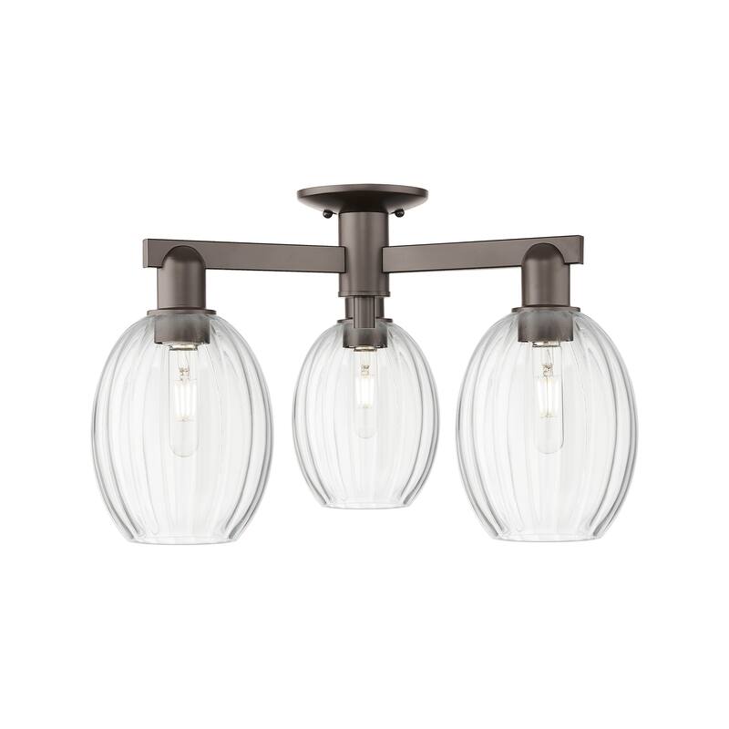 Innovations Lighting Downtown Urban - Preston - 3 Light 24" Bulb Shade Semi-Flush Mount