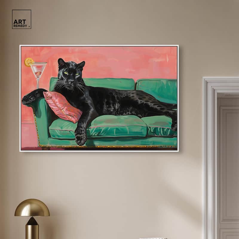 Lounging Panther Canvas by Art Remedy