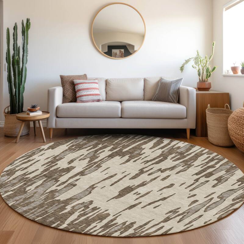 Premium Washable Super Soft Abstract Modern Mayfield Rug - Brown - 8' x 8'