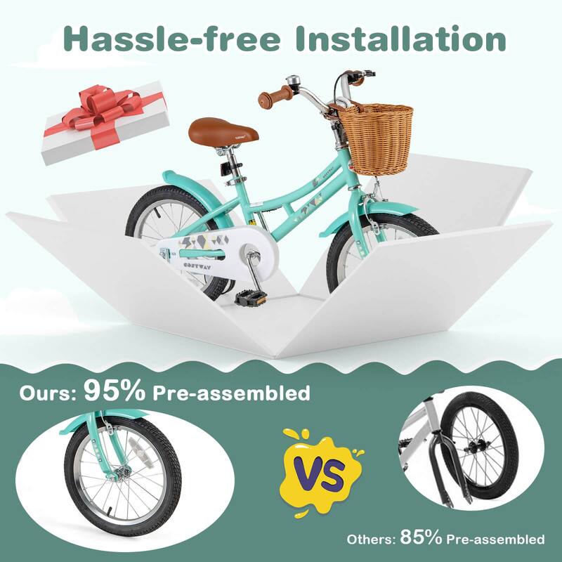 Costway 12"/14"/16"/18" Kids Bike with Height Adjustable Handlebar - See Details