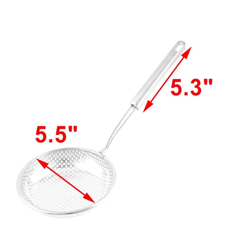 Home Stainless Steel 140mm Perforated Mesh Strainer Silver Tone