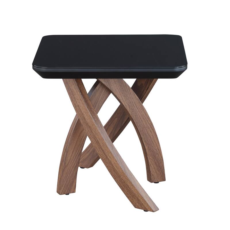 Somette Emerson Modern Black Glass Lamp Table