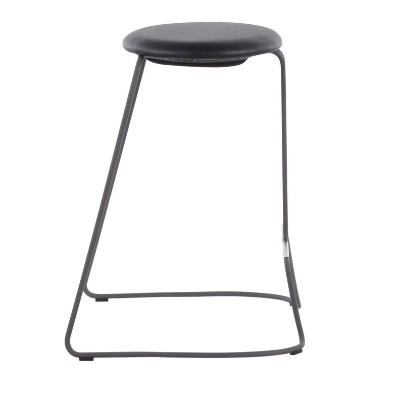 Finn Contemporary Counter Stool in Grey Steel and Light Grey Fabric - Set of 2 - 19.5"Lx18"Wx25.75"H