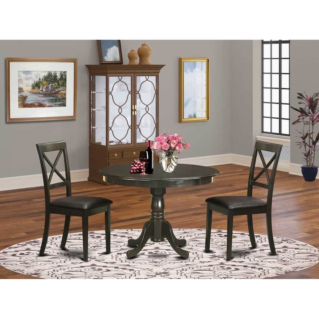 HomeStock 3-Pc Cappuccino Solid Wood Top - Dining Room Set - Seats 4