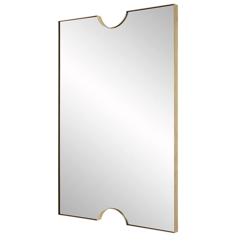 Ticket Shaped Rectangular Framed Wall Mirror - 35.5" - Gold