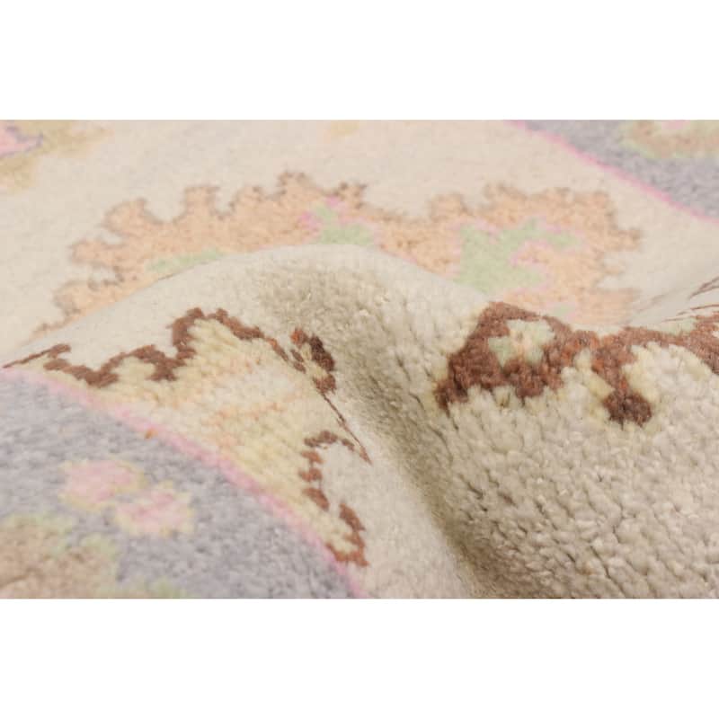 ECARPETGALLERY Hand-knotted Modern Oushak Ivory Wool Rug - 2'5 x 7'10