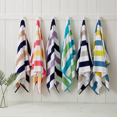 Great Bay Home Cabana Striped Reversible 4-Pack Beach Towel - 30" x 60"