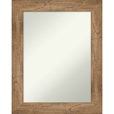 Non-Beveled Wood Bathroom Wall Mirror - Owl Brown Frame