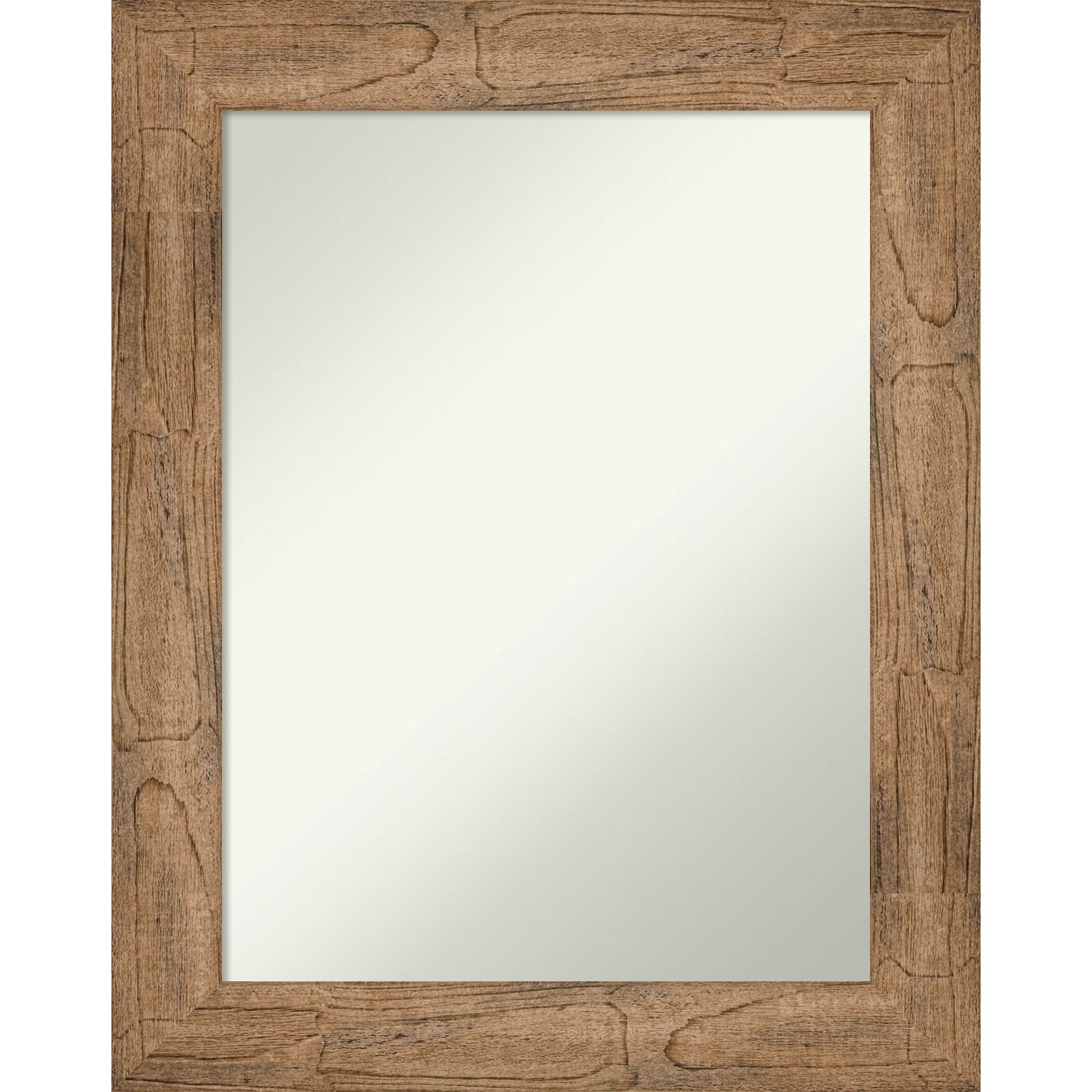 Non-Beveled Wood Bathroom Wall Mirror - Owl Brown Frame
