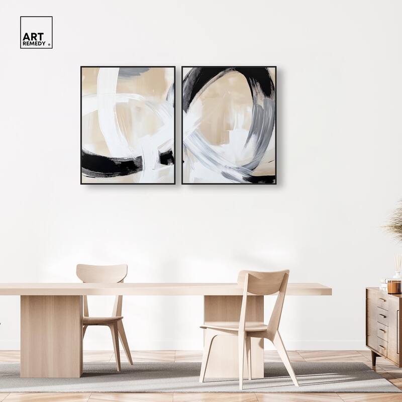 Neutral Interplay I Canvas Set of 2 by Art Remedy