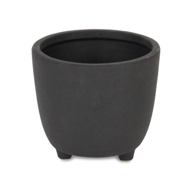 Parlo Raised Textured Round Ceramic Pot - Dark Gray