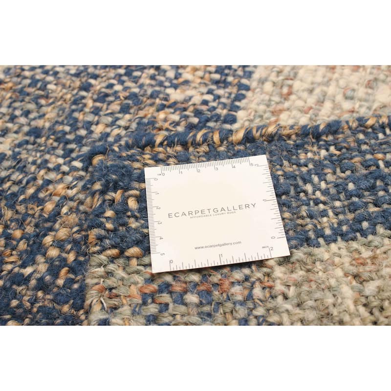ECARPETGALLERY Flat-Weave Palas Denizli Dark Navy Jute Kilim - 5'6 x 7'7