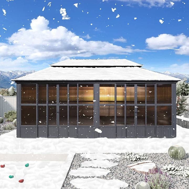 PURPLE LEAF Outdoor Galvanized Steel Hardtop Gazebo, Aluminum Frame Gazebo With Curtains