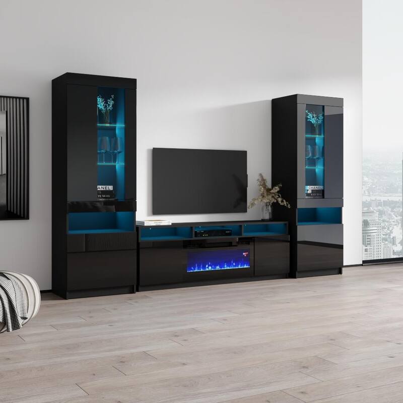 Reno 05 Electric Fireplace Modern Wall Unit Entertainment Center
