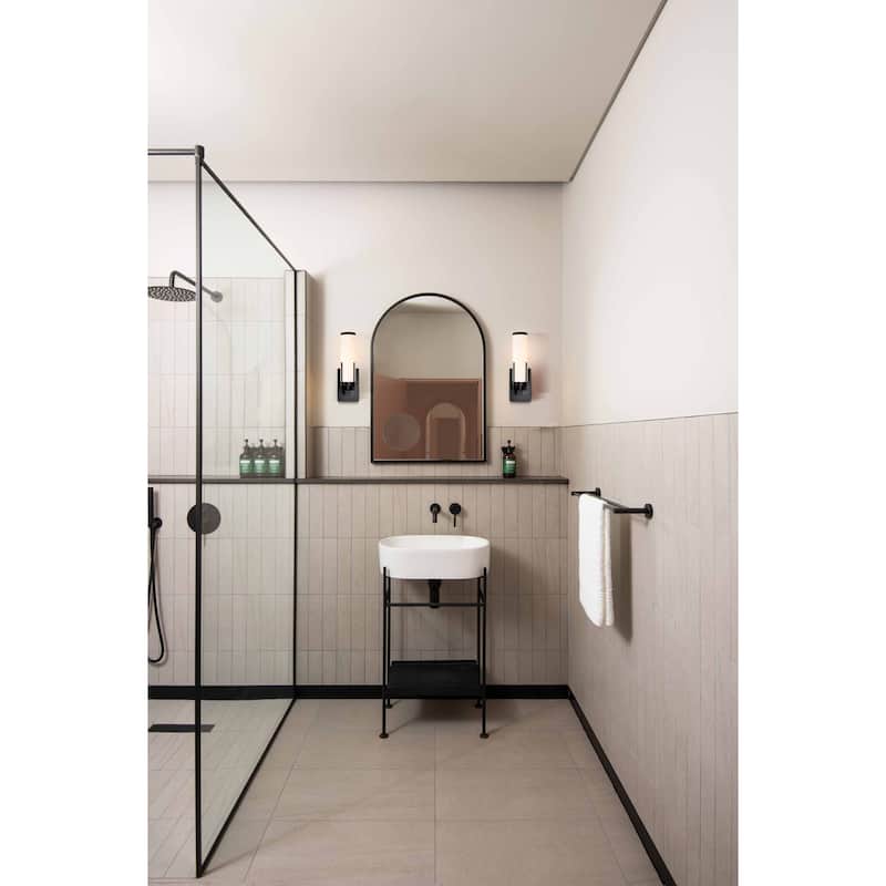 Roselle 1 Light Vanity Matte Black with White Glass - Matte Black