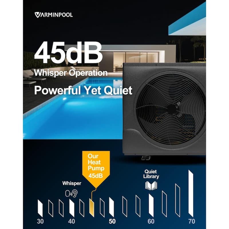 105000 BTU Inverter Pool Heat Pump for 30000 Gallon Swimming Pools