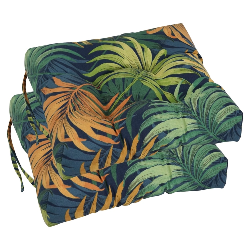 16-inch Square Tufted Indoor/Outdoor Chair Cushions (Set of 2) - 16"