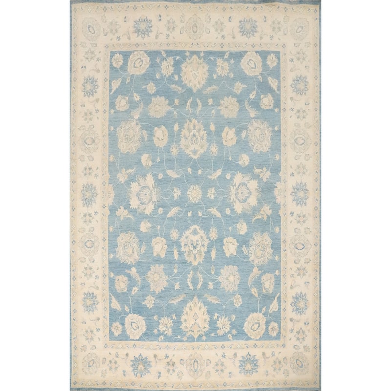 Hand Knotted Oriental 100% Wool Carpet Traditional Floral Navy Blue & Blues Kazak Area Rug - 11' 8'' X 9' 1''