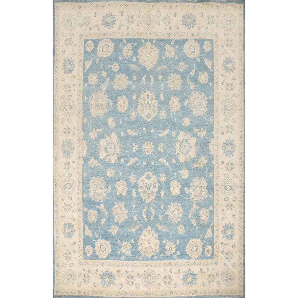 Hand Knotted Oriental 100% Wool Carpet Traditional Floral Navy Blue & Blues Kazak Area Rug - 11' 8'' X 9' 1''