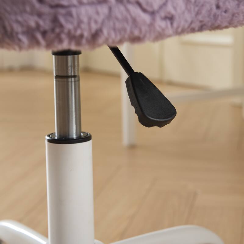 Artificial rabbit hair Home Office Chair Adjustable Swivel Office Chair Dressing Chair with Metal Base, Violet