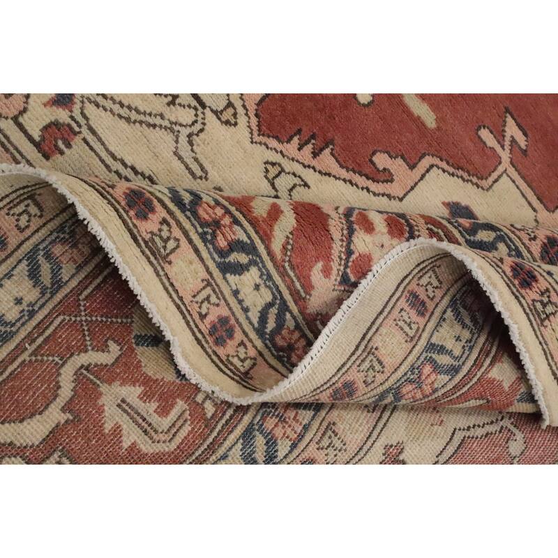 Hand Knotted Oriental 100% Wool Carpet Traditional Medallion Oranges & Rust Heriz (serapi) Area Rug - 10' 1'' X 8' 2''