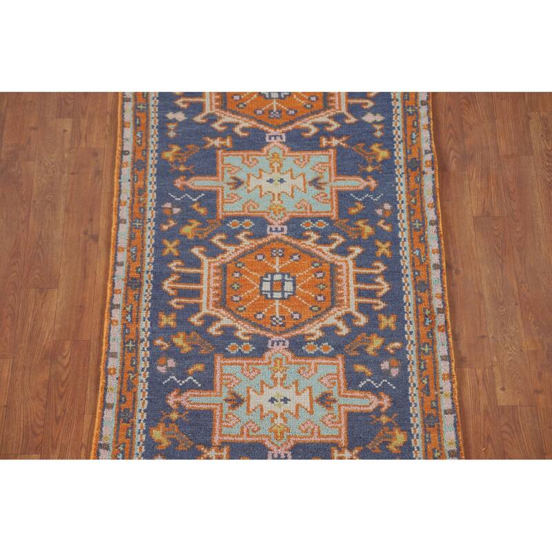 Blue Heriz Serapi Oriental Runner Rug Handmade Wool Carpet - 2'8" x 8'3"