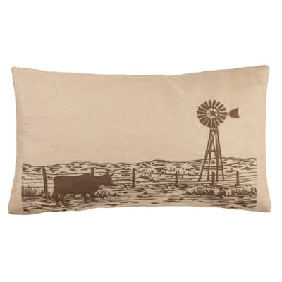 Paseo Road by Hiend Accents Windmill Burlap Lumbar Pillow, 16" x 26", 1PC