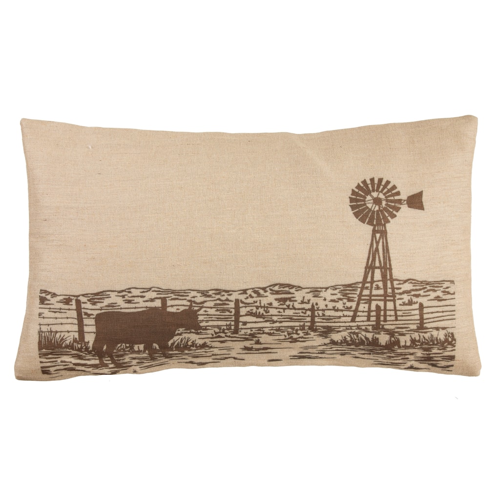 Paseo Road by Hiend Accents Windmill Burlap Lumbar Pillow, 16" x 26", 1PC