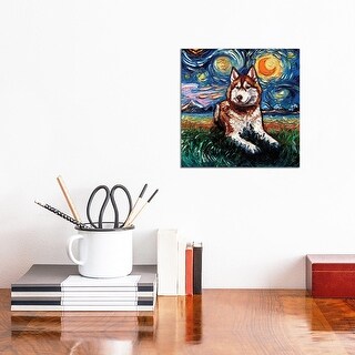 iCanvas "Red Husky Night" by Aja Trier Canvas Print
