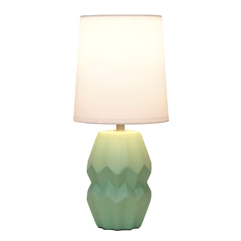 Ceramic Geometric Table Lamp with Fabric Shade for Bedroom - 6 x 6 x 13 in. (L x W x H)