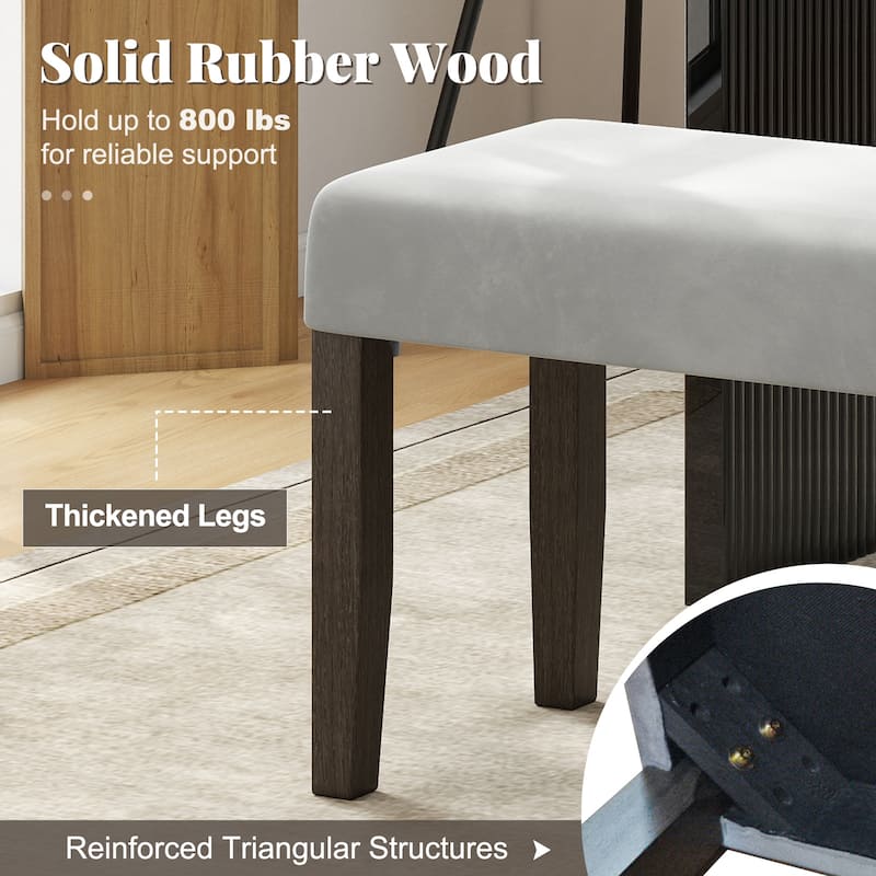 Gymax Upholstered Bedroom Bench w/Padded Seat & Solid Wood Legs for