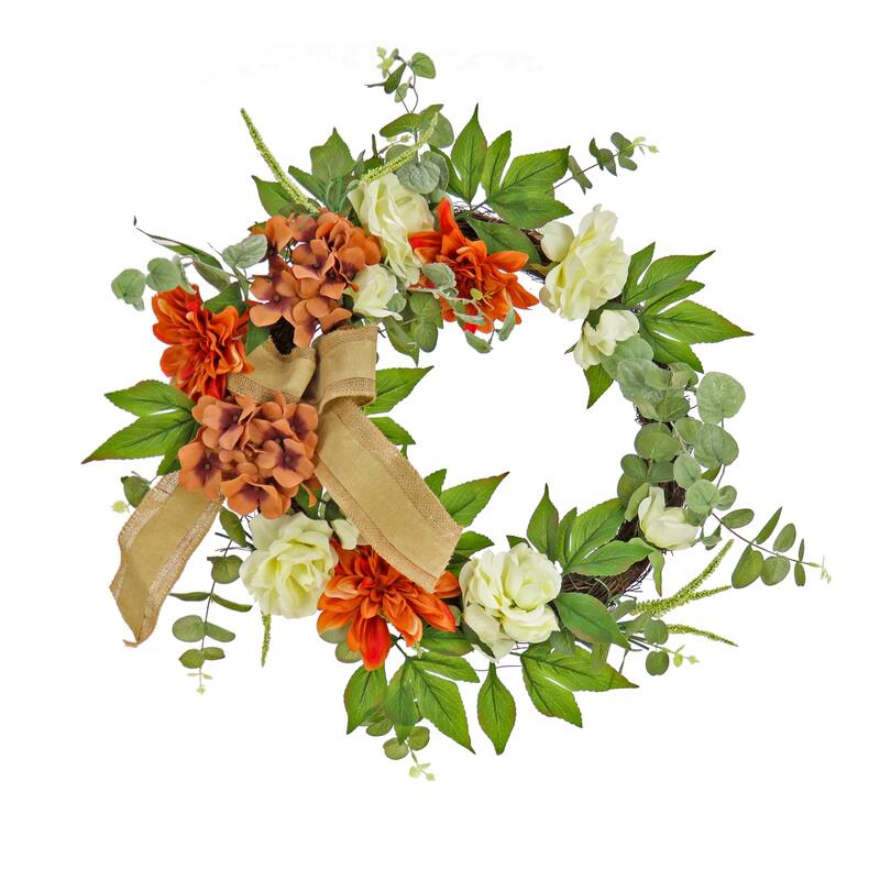 National Tree Company 2 ft. Harvest Hydrangeas and Roses Wreath - 2 ft