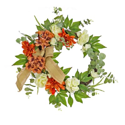 National Tree Company 2 ft. Harvest Hydrangeas and Roses Wreath - 2 ft