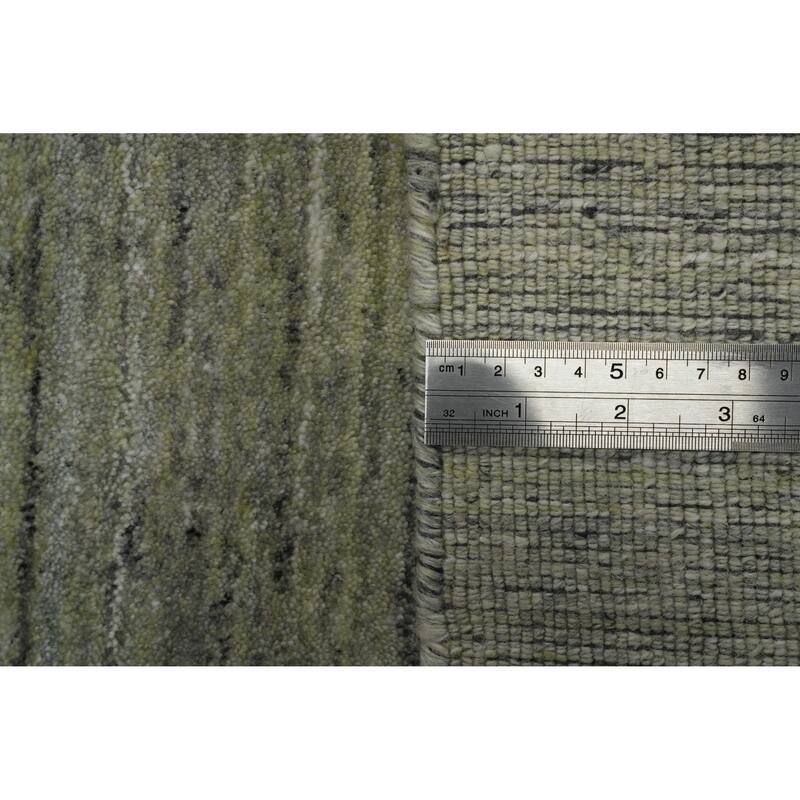 Green Wool Tribal Gabbeh Oriental Area Rug, Handmade Modern Carpet - 9' 10'' X 6' 6''