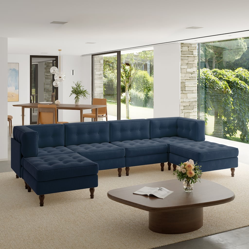 Oversized Modular Sectional Corduroy Fabric Tufted Sofa