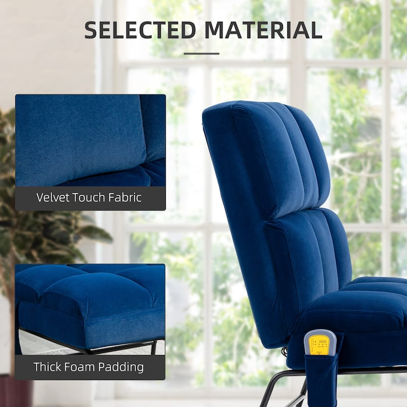 HOMCOM Accent Chair with Ottoman, Velvet Club Chair with Vibration Massage, Remote Control and Metal Legs
